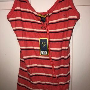 Prince & Fox Coral & Navy Striped Tank Top NWT S